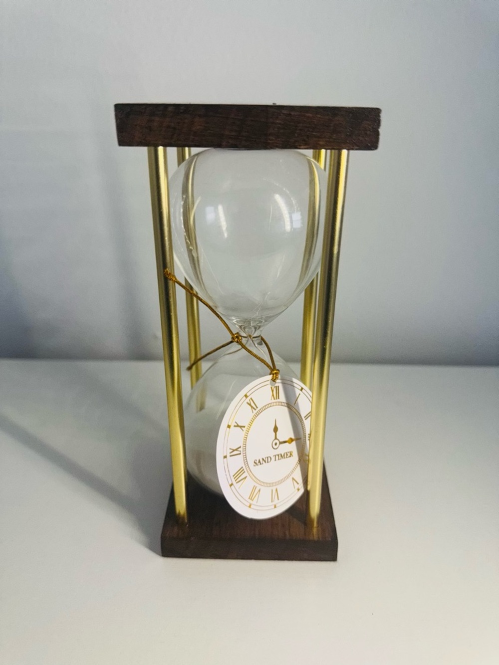 Gold and Wood Hourglass Sand Timer - Decorative Home Wall Decor